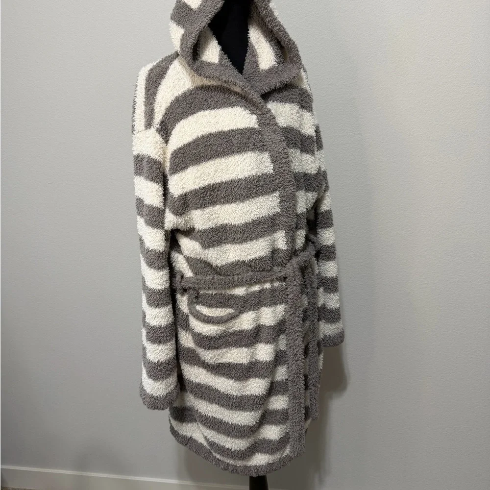 Barefoot Dreams Gray and Cream Striped Robe